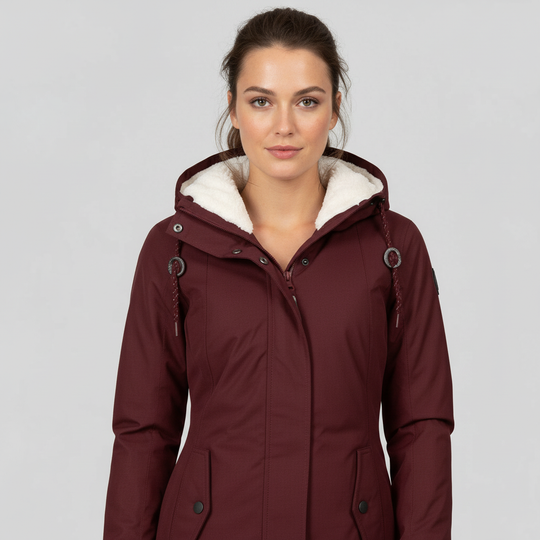 Wärmend Figurbetont Mittellang Kapuzen Wintermantel Damen | Heidi-Mode