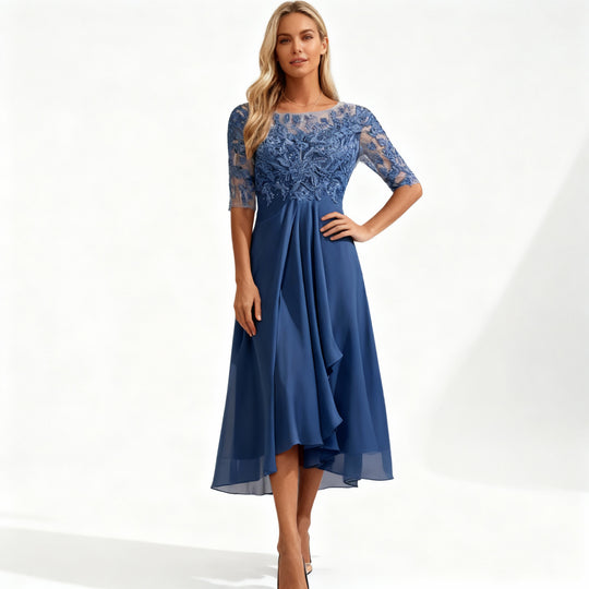 Feminin Fallendes Chiffon Midi Kleid