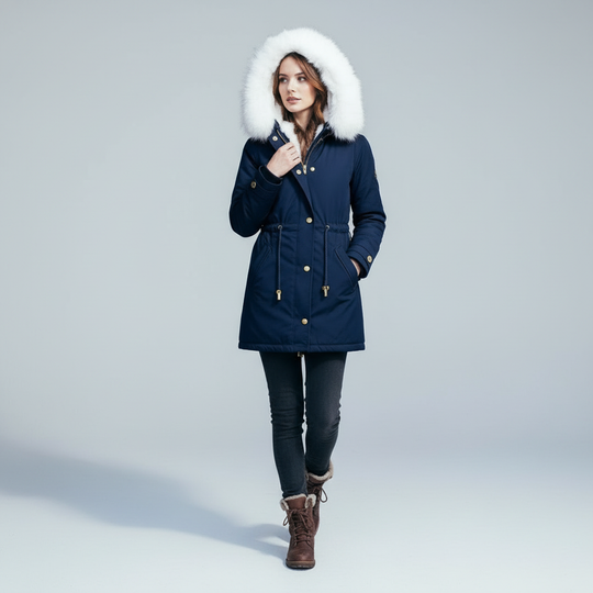 Warme Mittellange Winterjacke