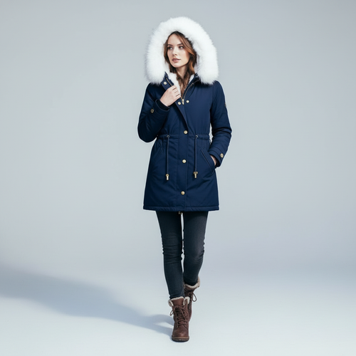 Warme Mittellange Winterjacke