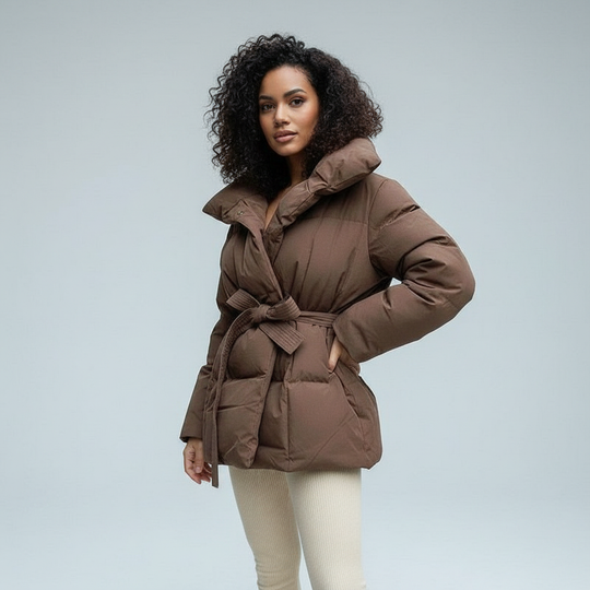 Moderne Figurbetonte Damen Winter Stehkragenjacke Kurz