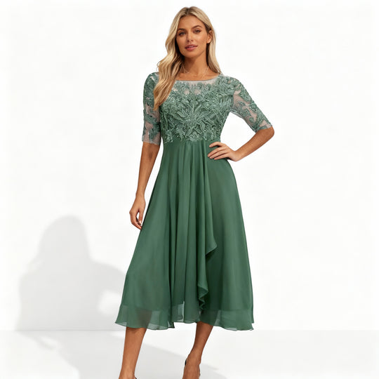 Feminin Fallendes Chiffon Midi Kleid