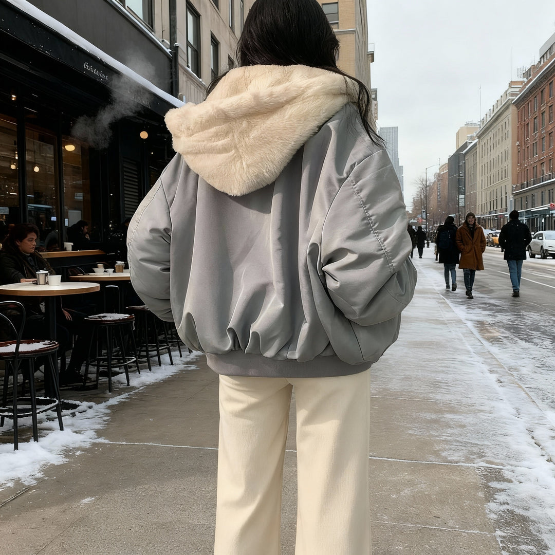 Thermo Komfort Oversized Fleece Wintermantel Damen