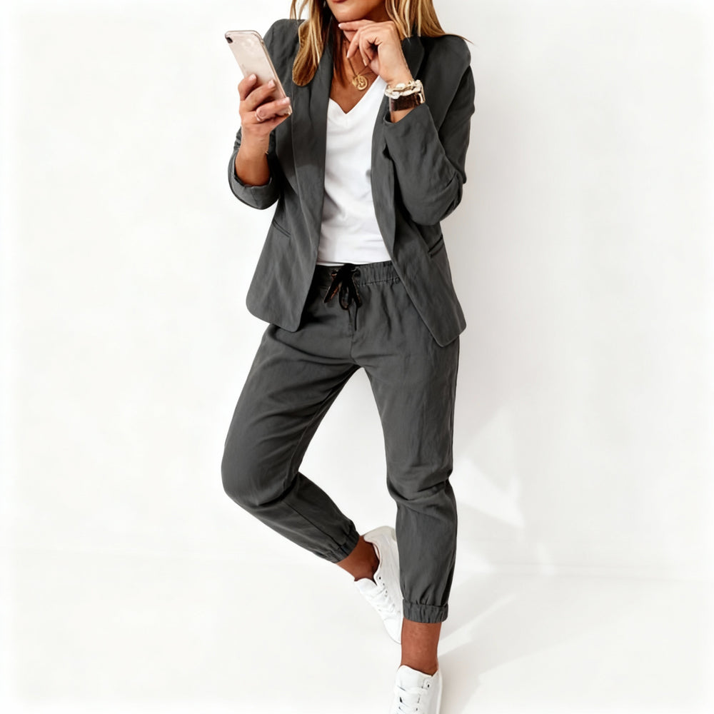Damen Blazer Set – Blazer mit Hose, Jogger Anzug Damen