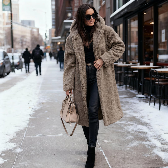 Kuschelweicher Kapuzen Teddy Mantel Damen