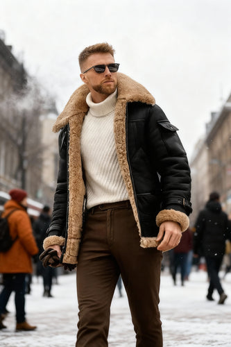 Warme Camel Vintage Herren Winter Fliegerjacke