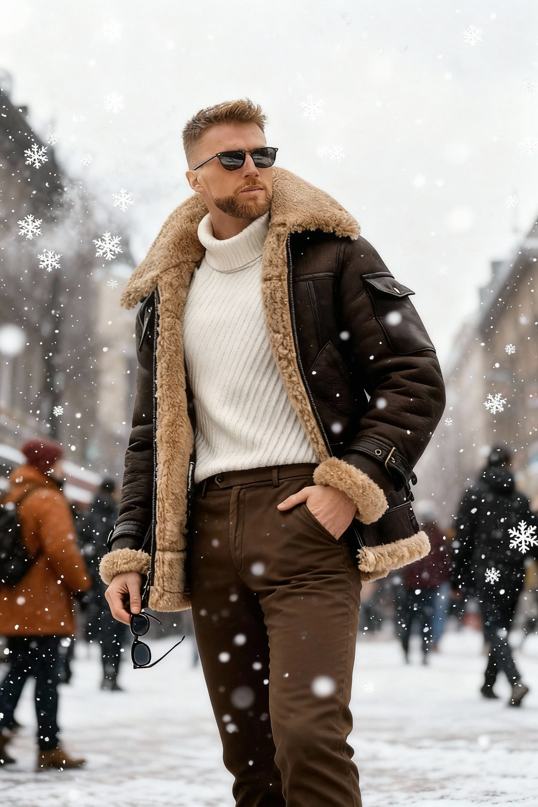 Warme Camel Vintage Herren Winter Fliegerjacke