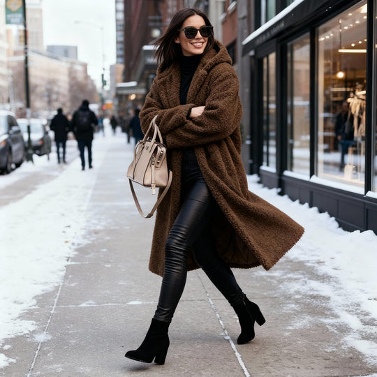 Kuschelweicher Kapuzen Teddy Mantel Damen