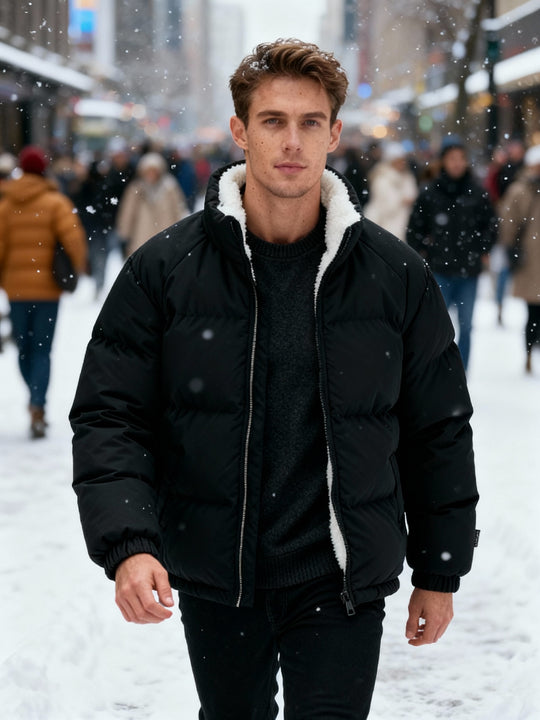 Thermo-Warm Gefüttert Modern Pufferjacke – Winter Komfort Fleece Herrenjacke