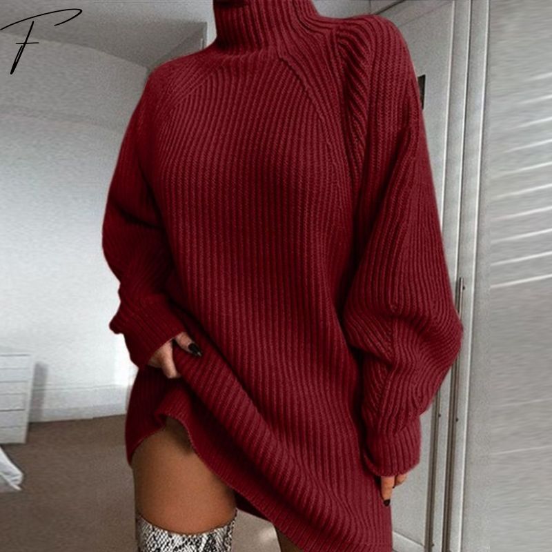 Sweaterkleid Mit Polo Kragen