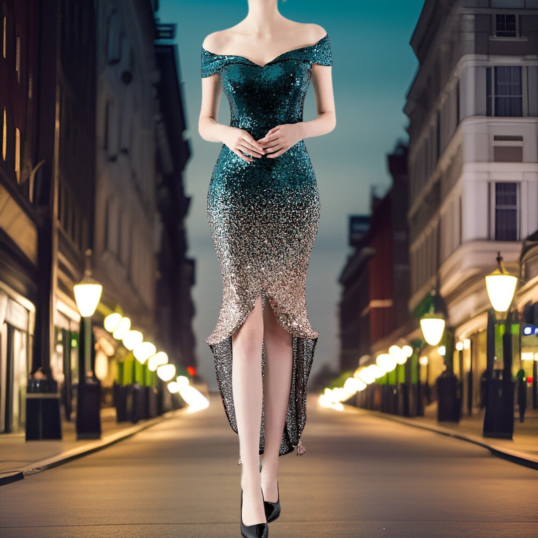 Heidi-Mode | Modische Pailletten Abendkleid