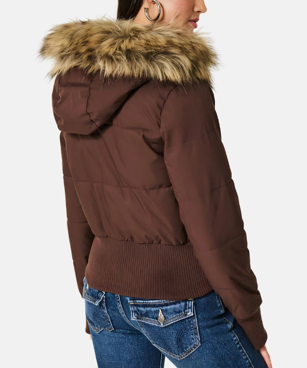 Damen Gesteppt Winterjacke mit Warm & Abnehmbarer Kapuze | Heidi-Mode