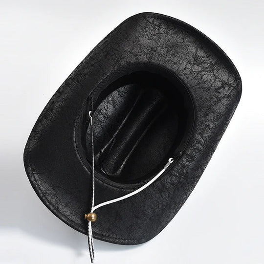 Heidi-Mode - Cowboyhut aus Leder mit Knochenperlenbesatz