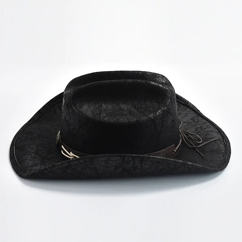 Heidi-Mode - Cowboyhut aus Leder mit Knochenperlenbesatz