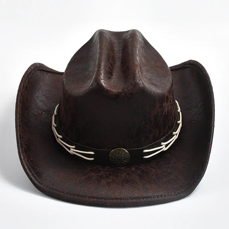 Heidi-Mode - Cowboyhut aus Leder mit Knochenperlenbesatz