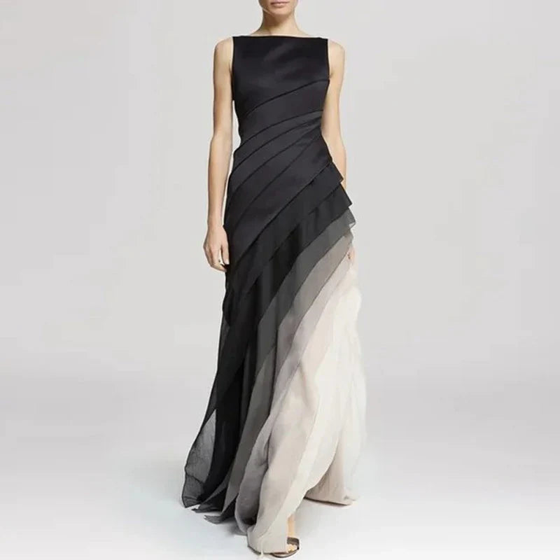 Unregelmäßiges Kleid mit hoher Taille im Ombre-Look