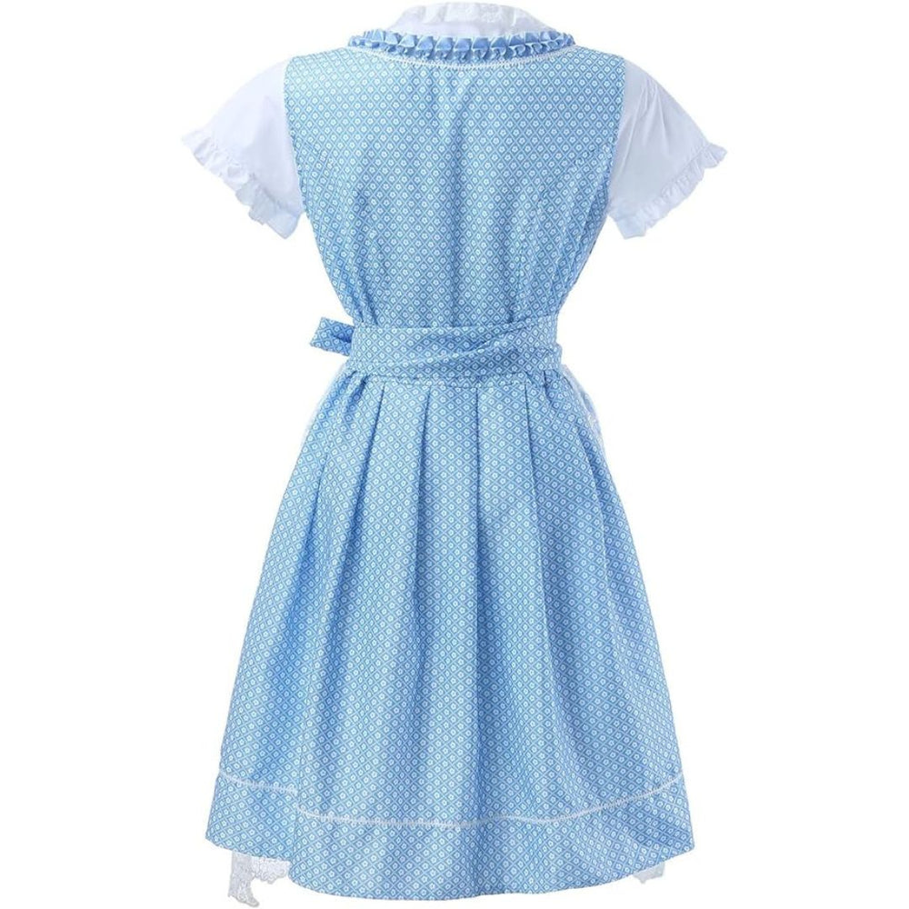 Mit Spitze besticktes Dirndl mit Bandschnürung