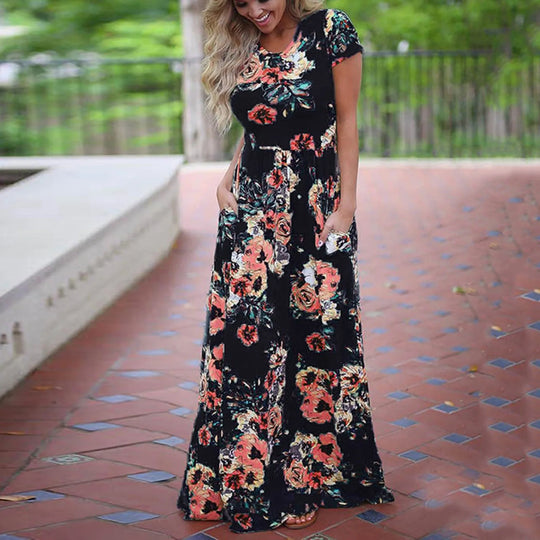 Amy | Bequemes Blumen-Maxikleid