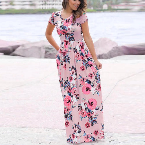 Amy | Bequemes Blumen-Maxikleid