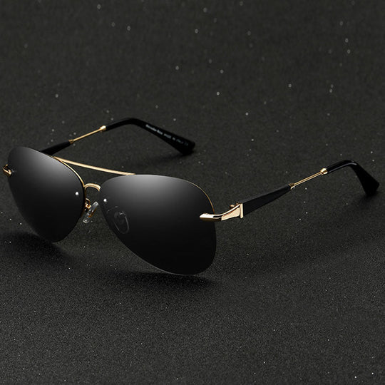 Heidi-Mode - Schwarze Polarisation Aviator Sonnenbrille für Männer