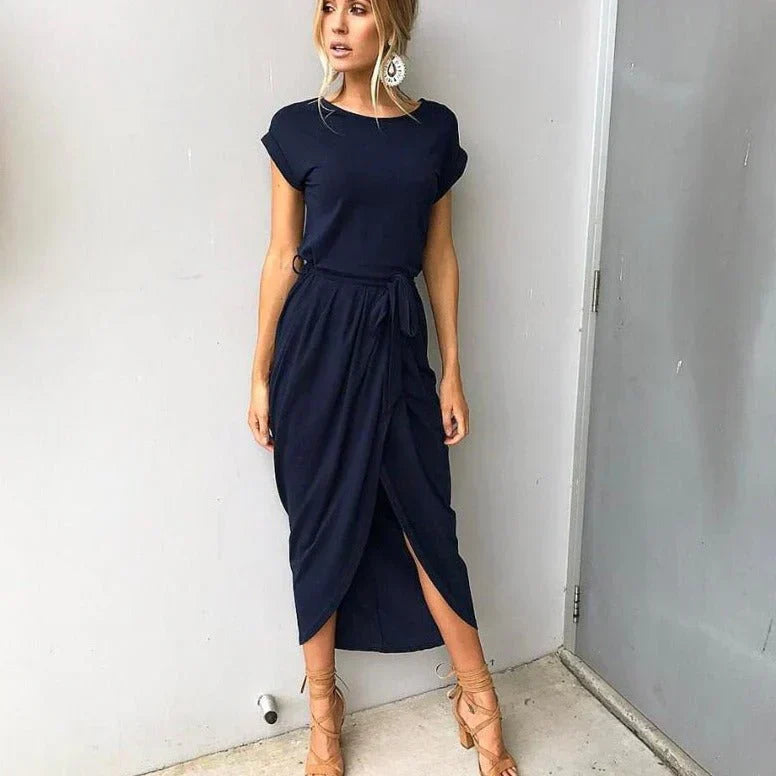 Heidi-Mode | Modetrends Frauen Kleid Midi Schlitz Elegant