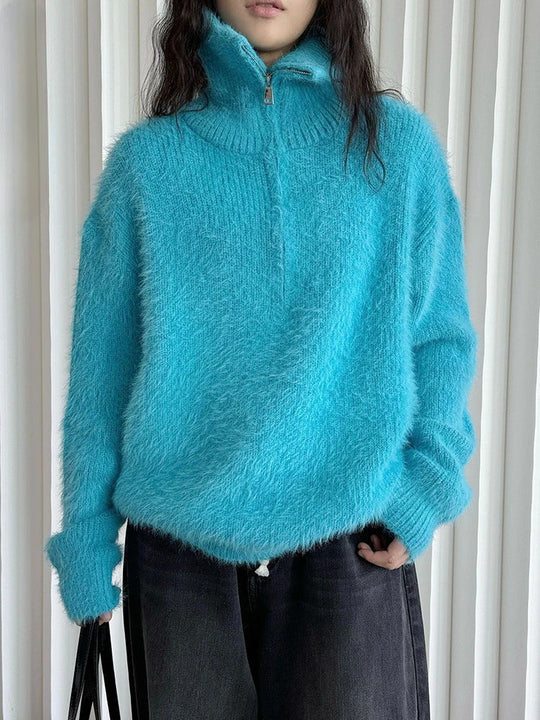 Heidi-Mode | Flauschiger Pullover mit Reißverschluss