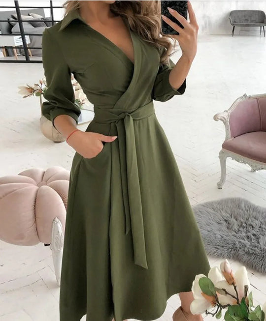 Heidi-Mode | Damen Wickelkleid mit Riemen Eleganter Schnitt, Vielseitig Tragbar