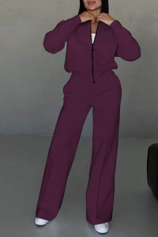 Heidi-Mode | Damen Reißverschluss Zweiteiler Jacke & Hose Sportlich Elegant