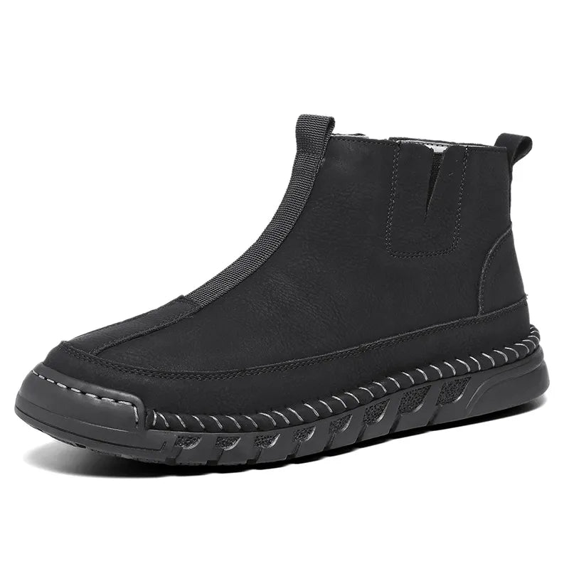 Heidi-Mode | Damen Casual Handgenähte Rutschfeste Warme Seitenreißverschluss Slipper Stiefel