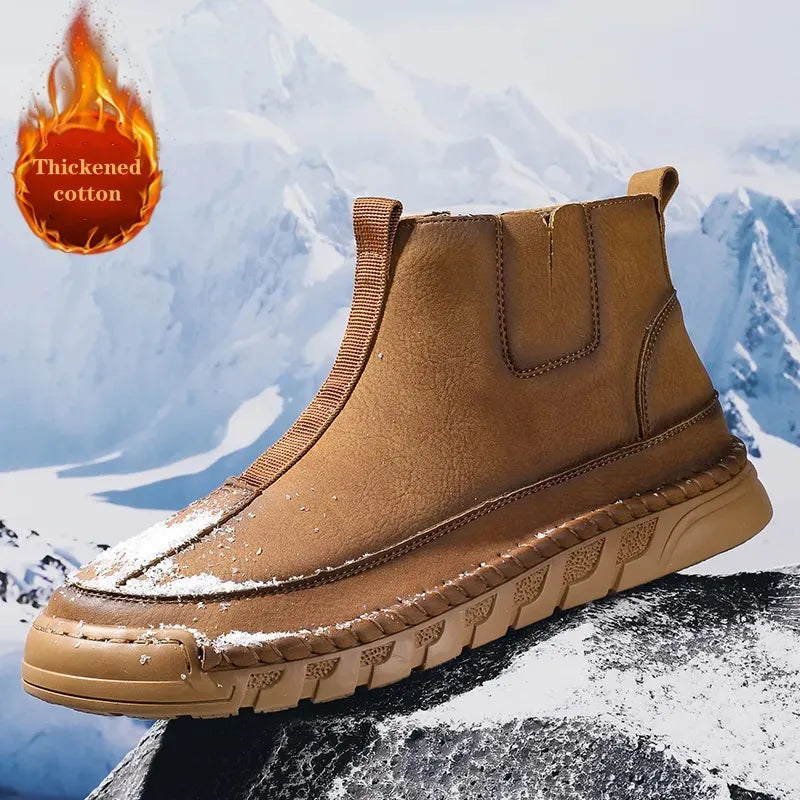 Heidi-Mode | Damen Casual Handgenähte Rutschfeste Warme Seitenreißverschluss Slipper Stiefel
