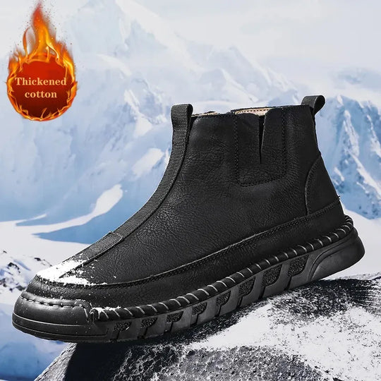 Heidi-Mode | Damen Casual Handgenähte Rutschfeste Warme Seitenreißverschluss Slipper Stiefel
