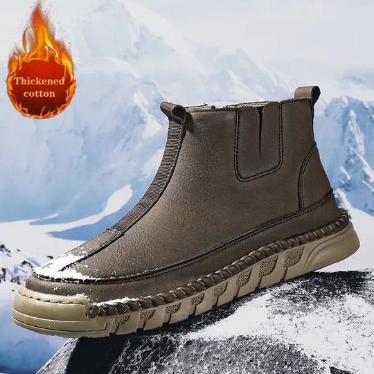 Heidi-Mode | Damen Casual Handgenähte Rutschfeste Warme Seitenreißverschluss Slipper Stiefel