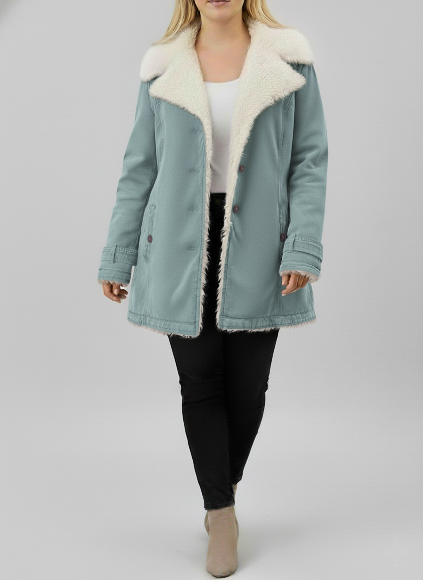 Damen Warme Sherpa-Futter Winterjacke | Große Größen