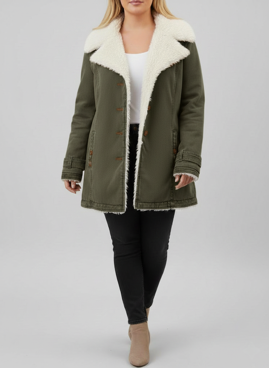 Damen Warme Sherpa-Futter Winterjacke | Große Größen
