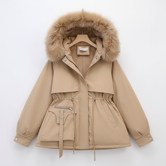 Damen Parka mit Fellkapuze & Verstellbarer Taille | Große Größen