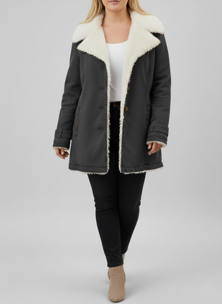 Damen Warme Sherpa-Futter Winterjacke | Große Größen
