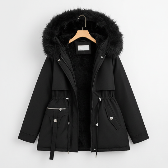 Damen Parka mit Fellkapuze & Verstellbarer Taille | Große Größen