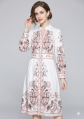 Heidi-Mode - Urlaub Maxikleid Mit V-Ausschnitt und Langen Ärmeln in Blumenmuster