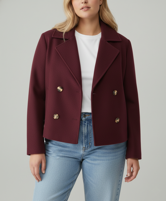 Heidi-Mode | Kurzer Woll-Look Peacoat für Damen – Große Größen