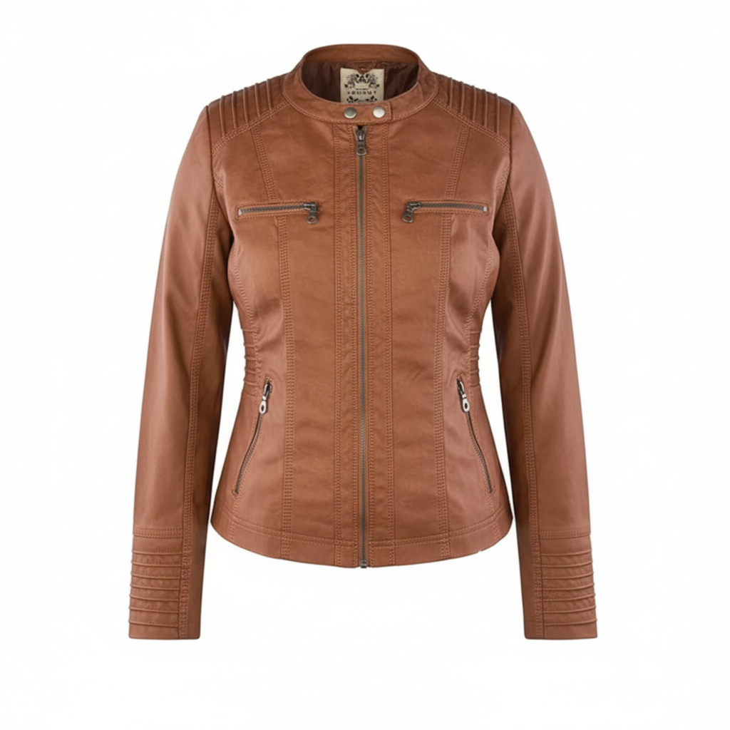 Damen Bikerjacke aus Kunstleder mit Kapuze | Große Größen (L–3XL)