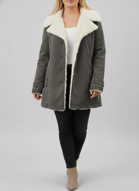 Damen Warme Sherpa-Futter Winterjacke | Große Größen