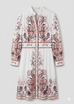 Heidi-Mode - Urlaub Maxikleid Mit V-Ausschnitt und Langen Ärmeln in Blumenmuster