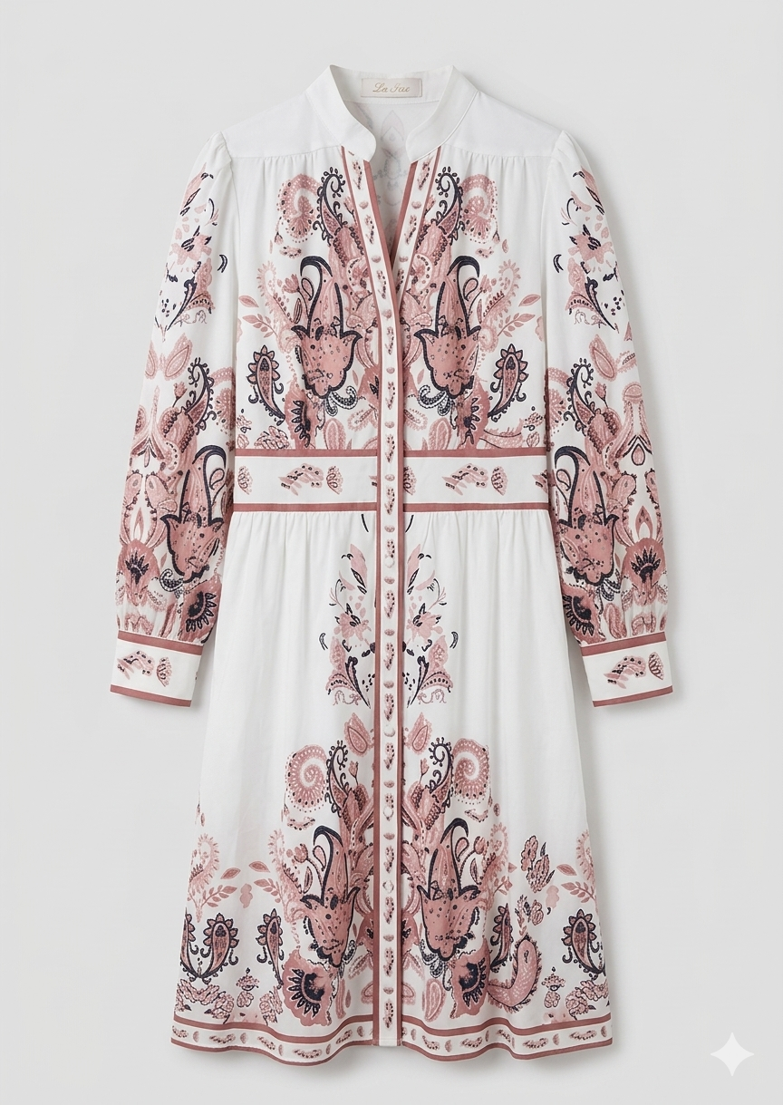 Heidi-Mode - Urlaub Maxikleid Mit V-Ausschnitt und Langen Ärmeln in Blumenmuster