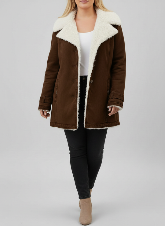 Damen Warme Sherpa-Futter Winterjacke | Große Größen