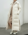 Damen Steppjacke Maxi Extra Lang mit Kapuze