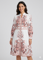 Heidi-Mode - Urlaub Maxikleid Mit V-Ausschnitt und Langen Ärmeln in Blumenmuster