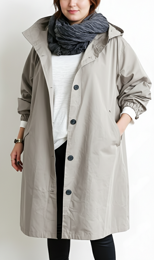 Damen Trenchcoat mit Kapuze | Große Größen