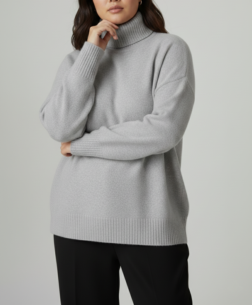 Damen Kaschmir-Look Strick Rollkragenpullover | Große Größen