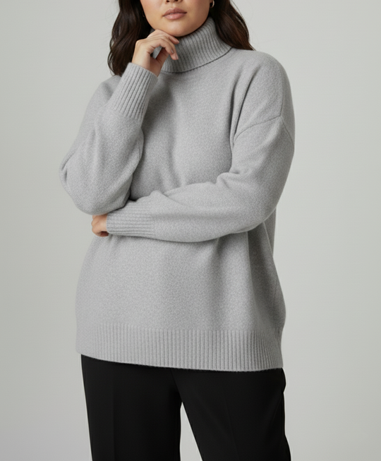 Damen Kaschmir-Look Strick Rollkragenpullover | Große Größen