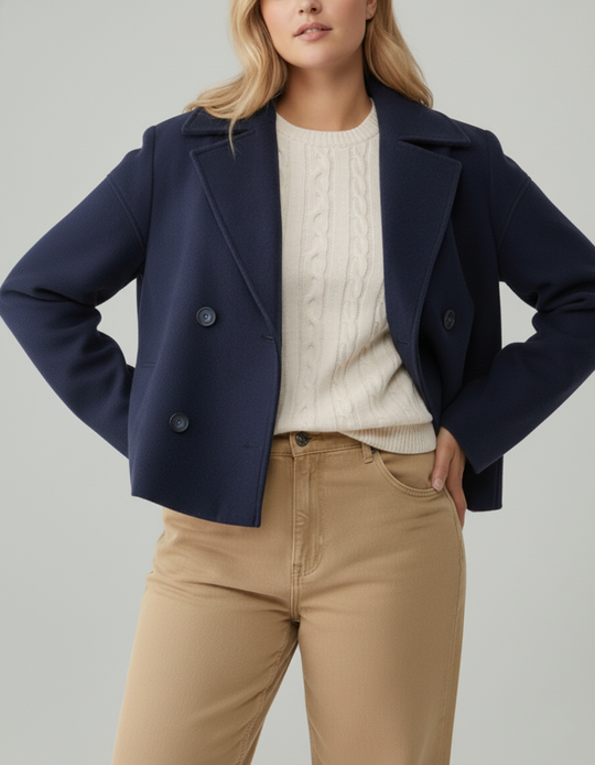 Heidi-Mode | Kurzer Woll-Look Peacoat für Damen – Große Größen